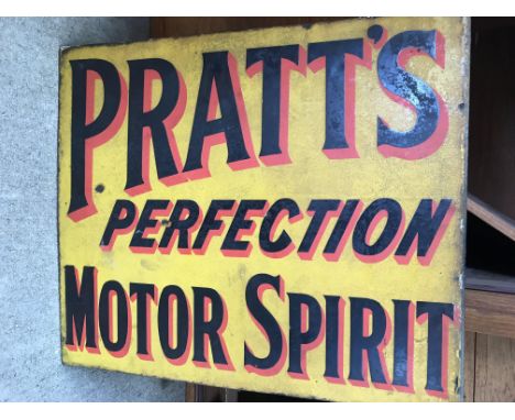 A double sided enamel sign Pratts perfection motor spirit . 46 x 54 cm .