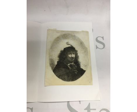 A Rembrandt atinque drypoint etching attributed to chevalier ignace Joseph de claussin.