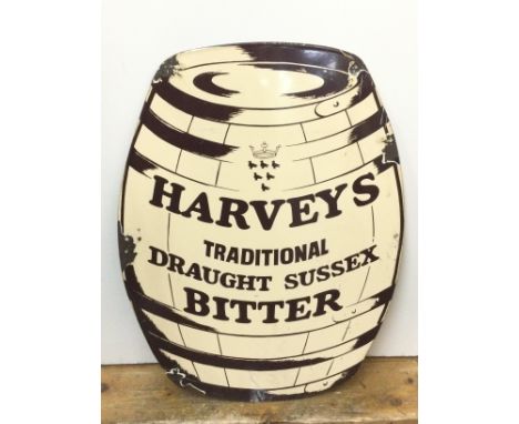 A vintage Harveys Traditional Draught Sussex Bitter enamel advertising sign , 47cm wide 62cm tall