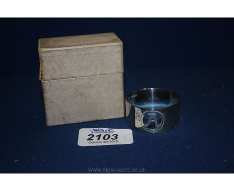 A boxed Silver Napkin Ring, Birmingham 1927, maker R.B., 15 gms. approx.