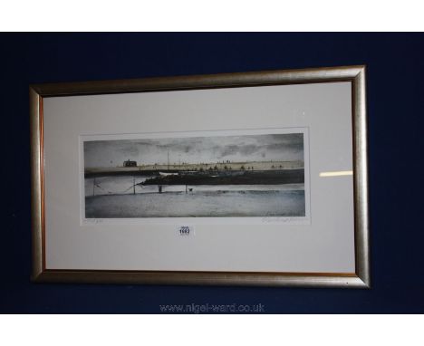 A limited edition Print no. 477/500 by John Knapp Fisher (1931-2015) of ''Cyclists on the harbour wall''.  Signed in pencil o