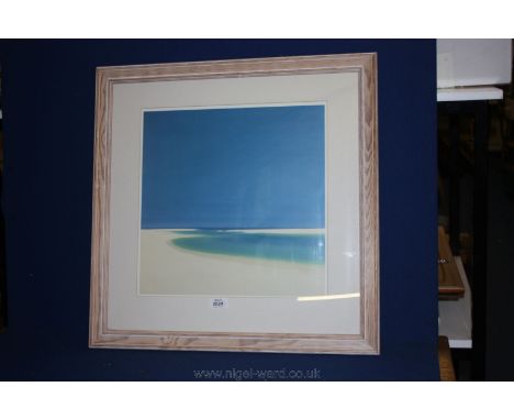 An unsigned framed and mounted print of a coastal scene.  16'' x 16''
