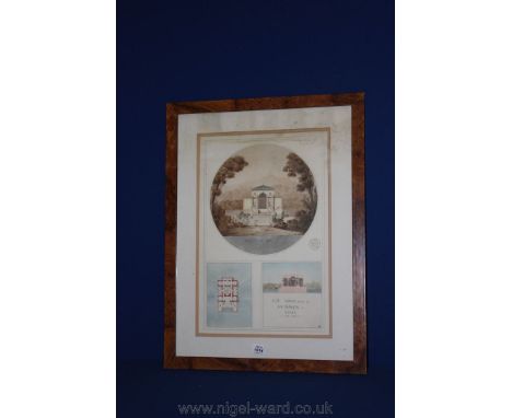 A French school 18th c. Lithograph of a villa