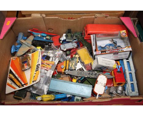 One tray containing a collection of mixed boxed and loose vintage diecast to include Corgi Toys, grippers, Crescent, Dinky To