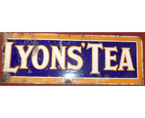 An enamel advertising sign for Lyons Tea, 30 x 86cm (with losses)