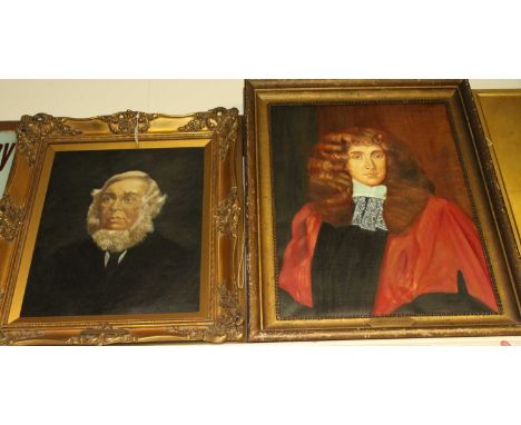 English school - half length portrait of Lord Jeffreys of Wem, oil on  canvas, 63x48cm, together with a companion portrait of