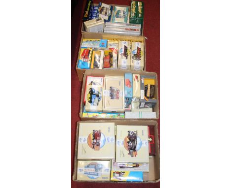 Four boxes of mixed playworn and boxed Corgi Classics diecast vehicles to include a Pickfords Scammell Highwayman and crane