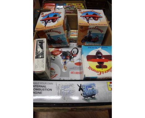 One box of mixed TV related and engine related plastic kits to include Wallace &amp; Grommit, a Haynes Internal Combustion En