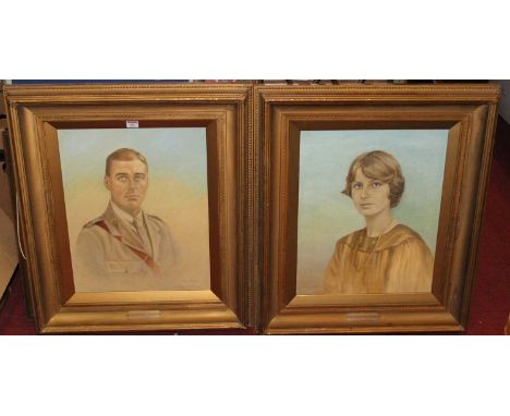 Ursula Powell - half length portrait of a young Sydney John Gowlett, oil on canvas, signed lower right, 50x40cm, together wit