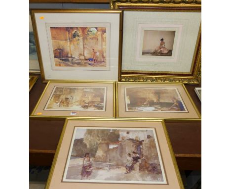 William Russell Flint (1880-1969) - Ariadne, reproduction lithograph; together with four other William Russell Flint prints (