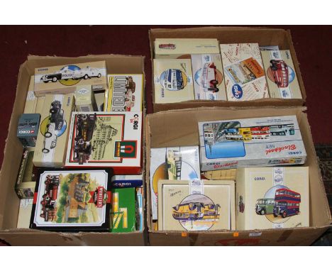 Two trays containing a collection of mixed boxed Corgi Classics and later playworn and some incomplete modern issue diecast s
