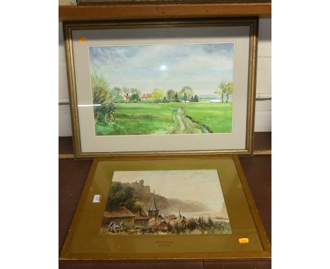 H R Lowe - Bouvigne, watercolour, signed and titled lower left, 28 x 38cm; and Lionel Horsnell (1932-2011) - Stoven, Suffolk,