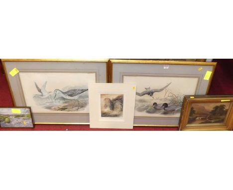 Assorted pictures and prints to include Paul Ritchie - Buchan coast II, lithograph; 19th century school river landscape oil o