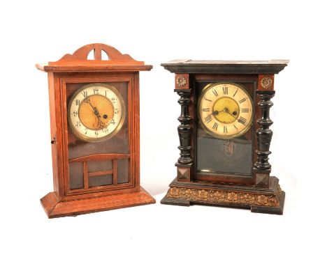 German Vienna type wall clock, timepiece movement, 66cm, and two shelf clocks.Qty: 3