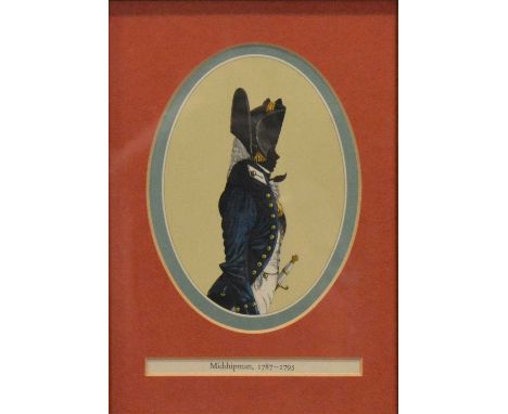 Circle of George Richmond, Portrait of a young lady, oval, 21.5x17cm, and two silhouettes.Qty: 3