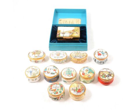 Halcyon Days enamelled box, The Seine at Marly after Camille Pissarro, limited edition numbered 15 of 50; together with other