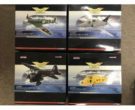 Corgi toys boxed diecast Aviation Archive limited edition 1:72 scale, including a Supermarine Spitfire (AA31931), Bae Hawk TM