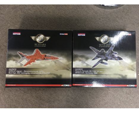 Corgi toys boxed diecast Aviation Archive limited edition 1:72 scale , 90 years of the Royal Air Force, including Sepecat Jag