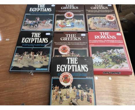 Atlantic models HO Scale boxed unpainted figures including The Egyptians, The Greeks and The Romans