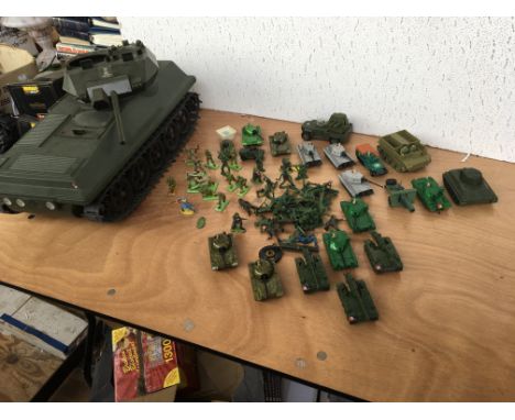Matchbox loose diecast Military tanks , Britains detail soldiers and an Action man tank