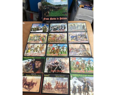 A collection of boxed 1:72 scale military personnel figures including Strelets, Caesar and FIM Toy soldiers