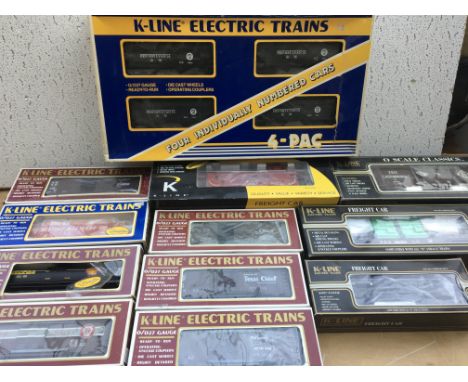 K-Line electric trains , O gauge, boxed rolling stock