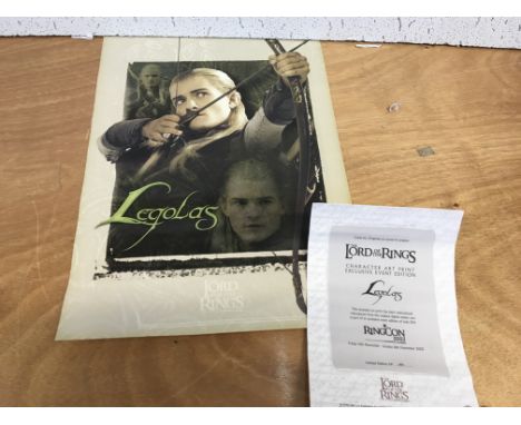 Lord of the rings, character art print, exclusive event edition of Legolas no 65/250