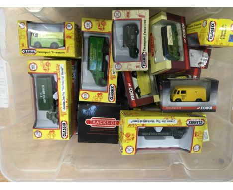 A box of boxed diecast vehicles 1:76 scale including Corgi, Classix etc