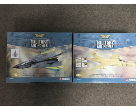 Corgi toys boxed diecast Aviation Archive 1:72 scale, Military air power series, including, Panavia Tornado and a Hawker Sidd