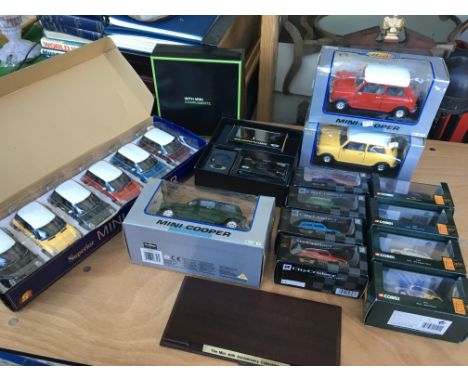 Mini Cooper collection of boxed diecast including 1:16 scale and corgi 1:32 scale etc