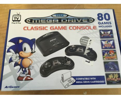 Sega Mega drive classic games console, plug into TV and play
