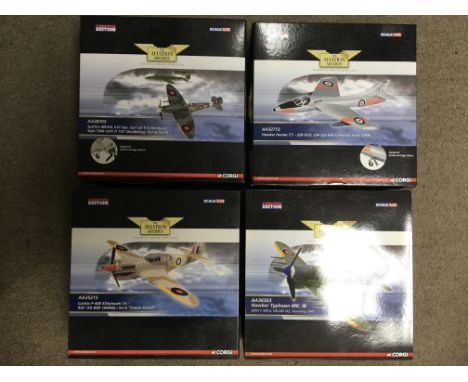 Corgi toys boxed diecast Aviation Archive limited edition 1:72 scale, including Spitfire MKXIV (AA38703), Hawker Hunter T7 (A