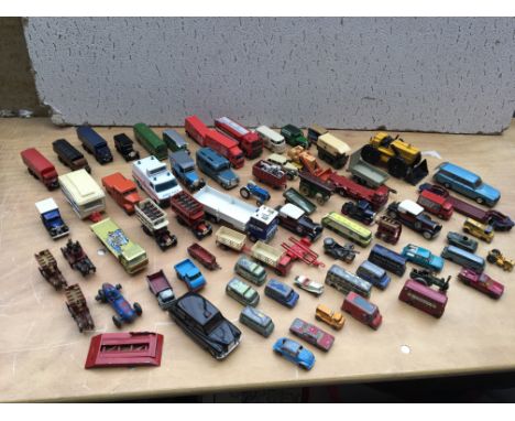 A collection of loose playworn diecast vehicles including corgi, Matchbox, Lledo etc