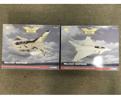 Corgi toys boxed diecast Aviation Archive 1:72 scale limited edition, Military power series, including a Panavia Tornado and 