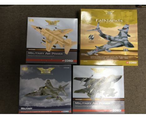 Corgi toys boxed diecast Aviation Archive limited edition 1:72 scale, including a Sepecat Jaguar GR1A,, a Handley page victor