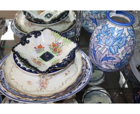 LOT OF CERAMICS
including a Charlotte Rhead for Crown Ducal vase, and a Crown Devon dish