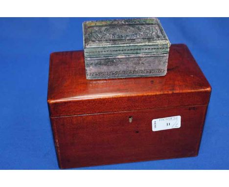 MAHOGANY TEA CADDY 
together with a small collectable box 