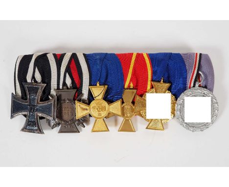 DEUTSCHES REICH, sechsteilige Ordensspange, DEUTSCHES REICH, sechsteilige Ordensspange, 1895-45, EK II 1914; KTK mit Schwerte