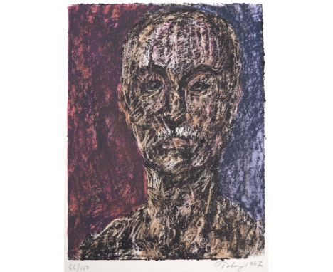 TOBEY, Mark (*1890 Centerville, USA †1976 Basel), Farbithographie/ Bütten, Kopf, Portrait eines Mannes, links unten numm. 66/