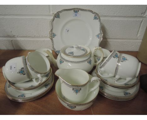 A vintage tea service by Paragon fine China with Art Deco pattern rd no. 693650