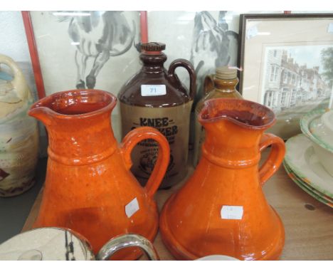 A selection of vintage ceramics including Artisam Fat Lava style jug set, and retro advertising jugs