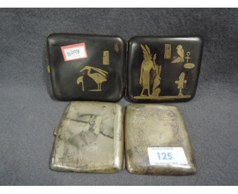 Two vintage card or cigarette case one machine tooled and one Art Deco Egyptian style