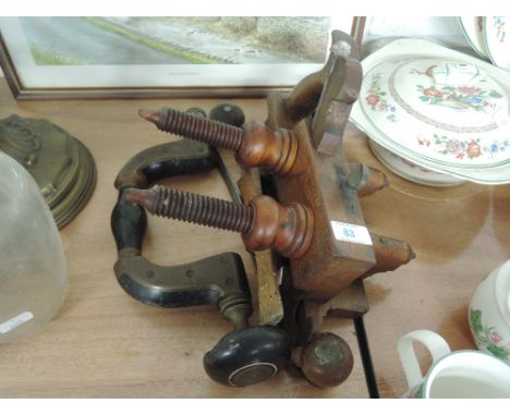 A selection of vintage woodworkers tools including Beech moulding plane B, Townson, Marples Bit and Brace etc