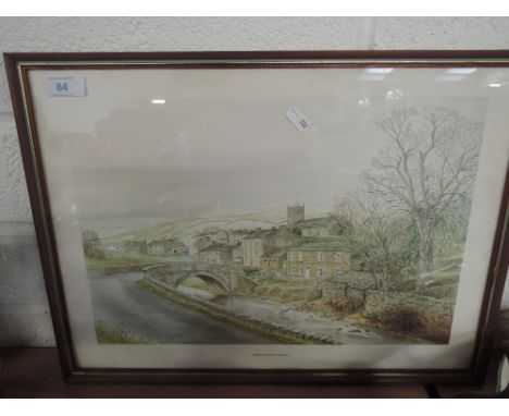 A print depicting Muker, North Yorkshire
