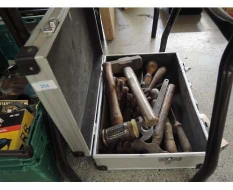 A selection of vintage workmans and craft tools including Clyburn wrench BCT