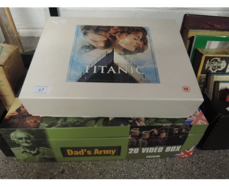 Two VHS box sets including Titanic James Cameron special edition, and Dads Army. Don't Panic!