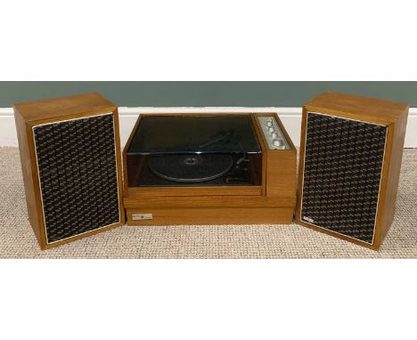 MID-CENTURY METRO SOUND STEREO RECORD PLAYER WITH GARRARD TURN TABLE, serial no. 2204, and a pair of matching speakers, 22.5c