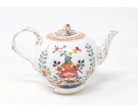 A Meissen porcelain teapot and cover, with painted and gilt decoration, second, 9.5 cm highReport by NGCover: Stem to floral 