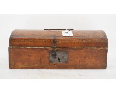 A 19th century embossed leather covered dome top trunk, 30 cm wide 