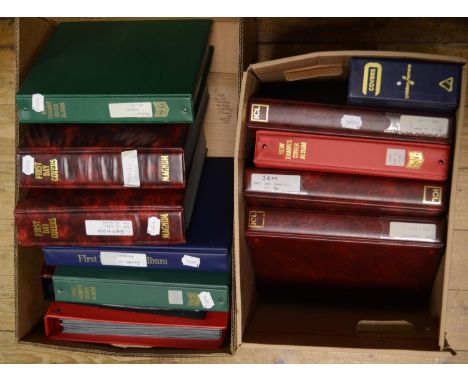Three albums of Jersey first day covers, approx. 300, five albums of Isle of Man first day covers, approx. 340, and four albu